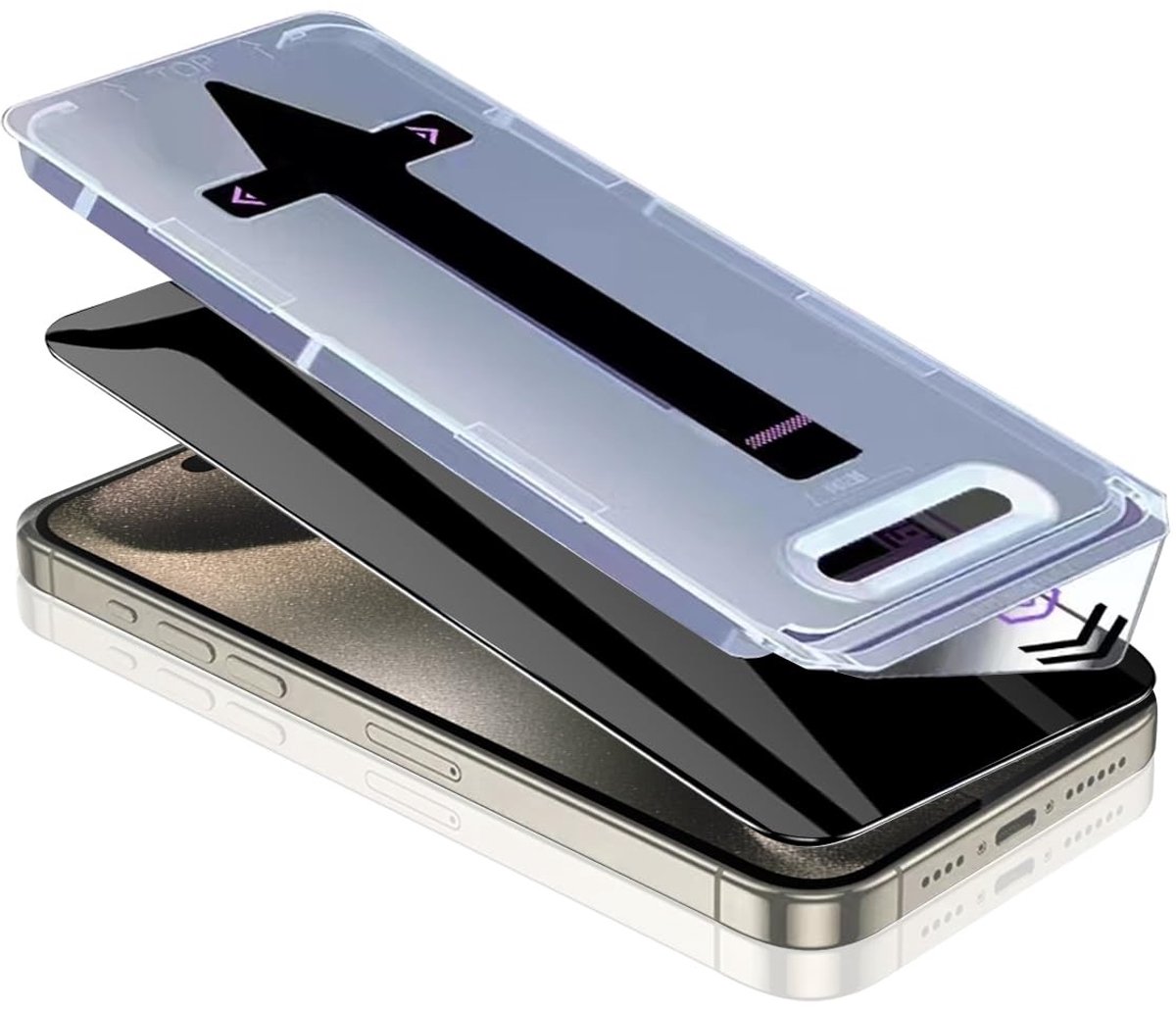 Cosensi - Privacy Tempered Glass - iPhone 15 Pro Max - Full screen bescherming - Glanzend - Anti-Spy - Schokbestendig - Geschikt voor iPhone 15 Pro...