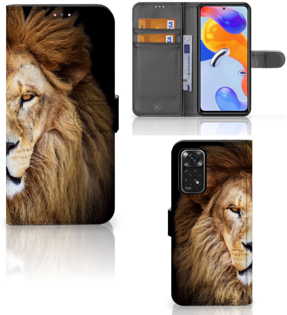 Xiaomi Redmi Note 11 Pro 5G/4G Telefoonhoesje met Pasjes Leeuw