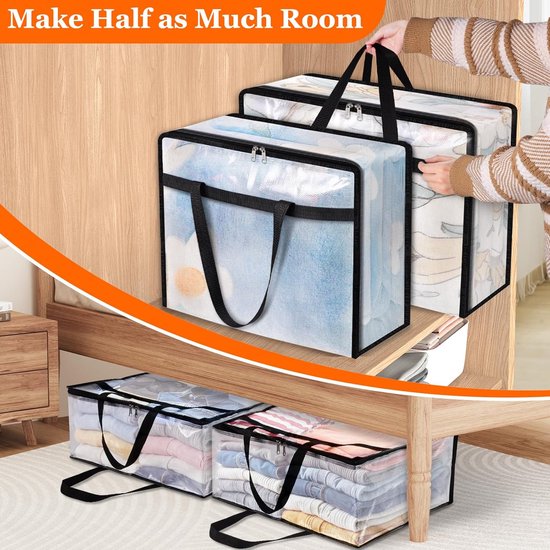 Opbergzakken Dekbed - Kleding Opbergers - Kast Ordenen - Doorzichtig Materiaal - 40L - Transparant — afbeelding 2