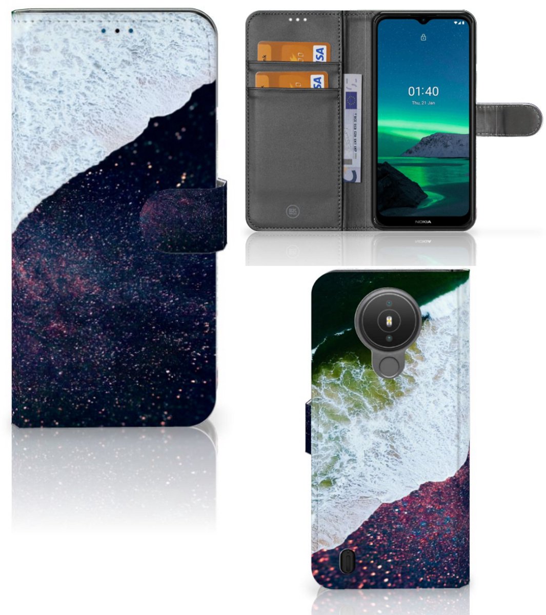 Book Case voor Nokia 1.4 Book Case Sea in Space