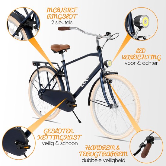 SJOEF City Jongensfiets 22 inch - Kinderfiets voor jongens van 7 tot 9 jaar - Mat Blauw van SJOEF — afbeelding 4