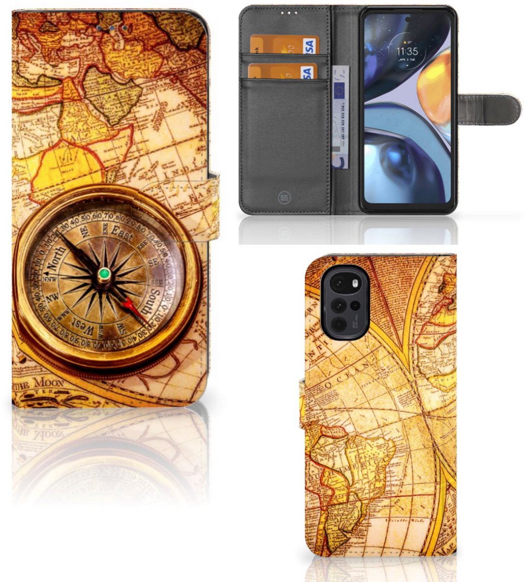 Motorola Moto G22 Flip Cover Kompas