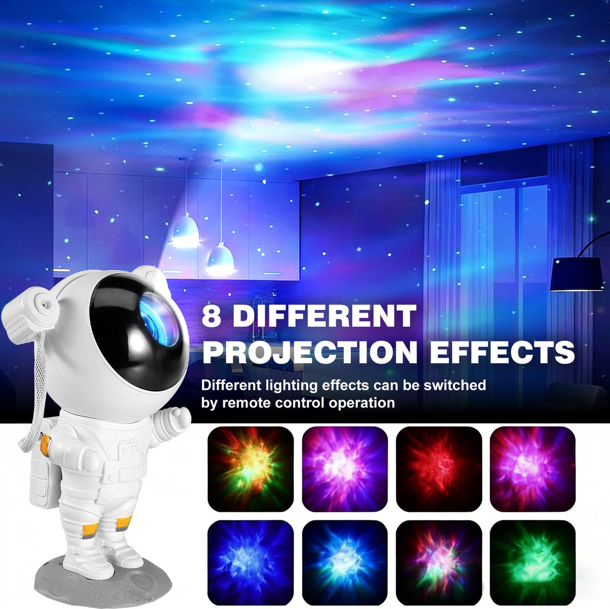 YONO Sterren Projector Astronaut - Sterrenhemel Projector - Galaxy - Heelal Nacht Lamp met Afstandsbediening – foto 6