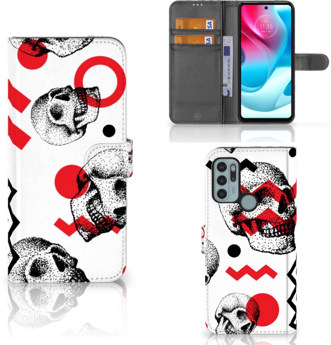 Telefoonhoesje met Naam Motorola Moto G60s Skull Red