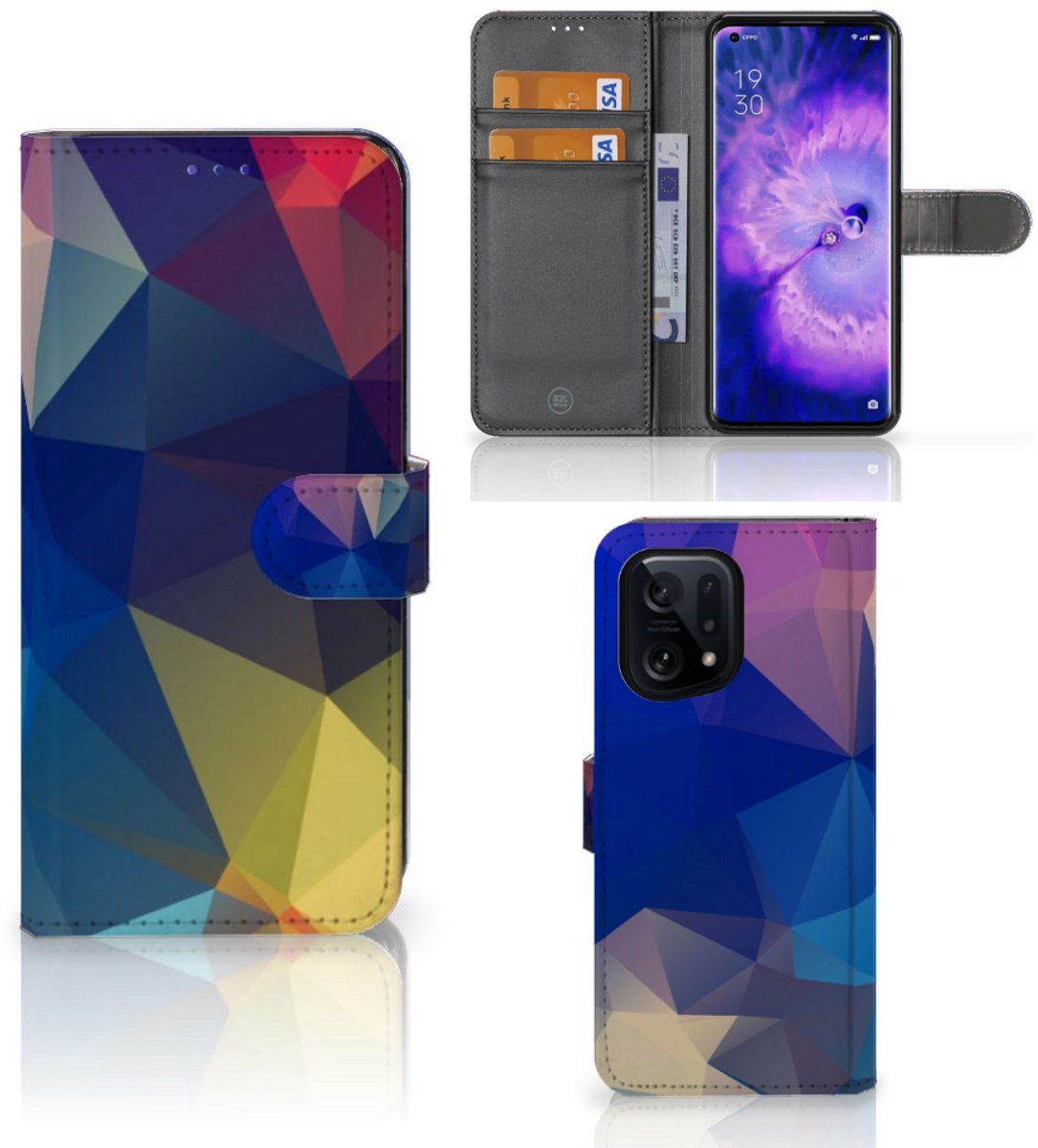 OPPO Find X5 Book Case Polygon Dark