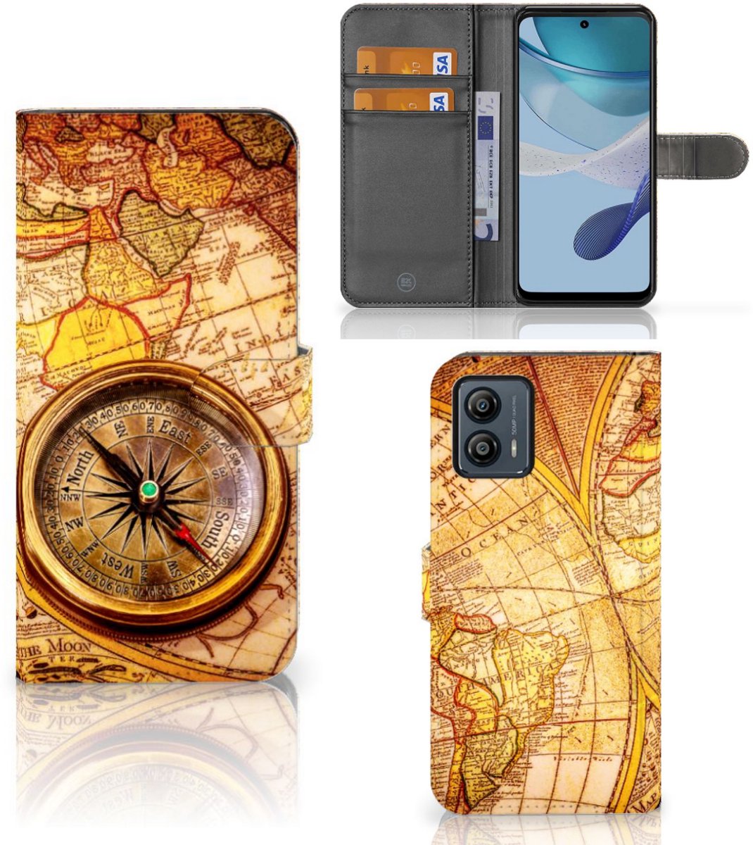 Book Case voor Motorola Moto G53 Flip Cover Kompas