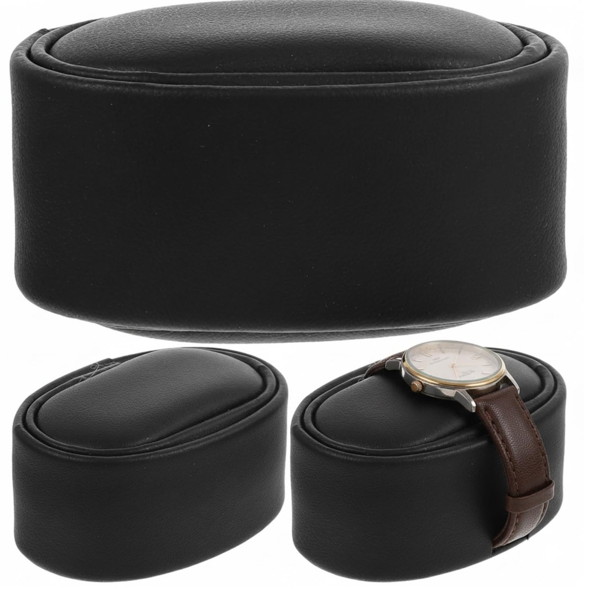 Cosensi - Horloge Kussen - Horloge Winder - Zacht PU-leer - Zwart - Horloge Display - Voor Armbanden - 3 Stuks