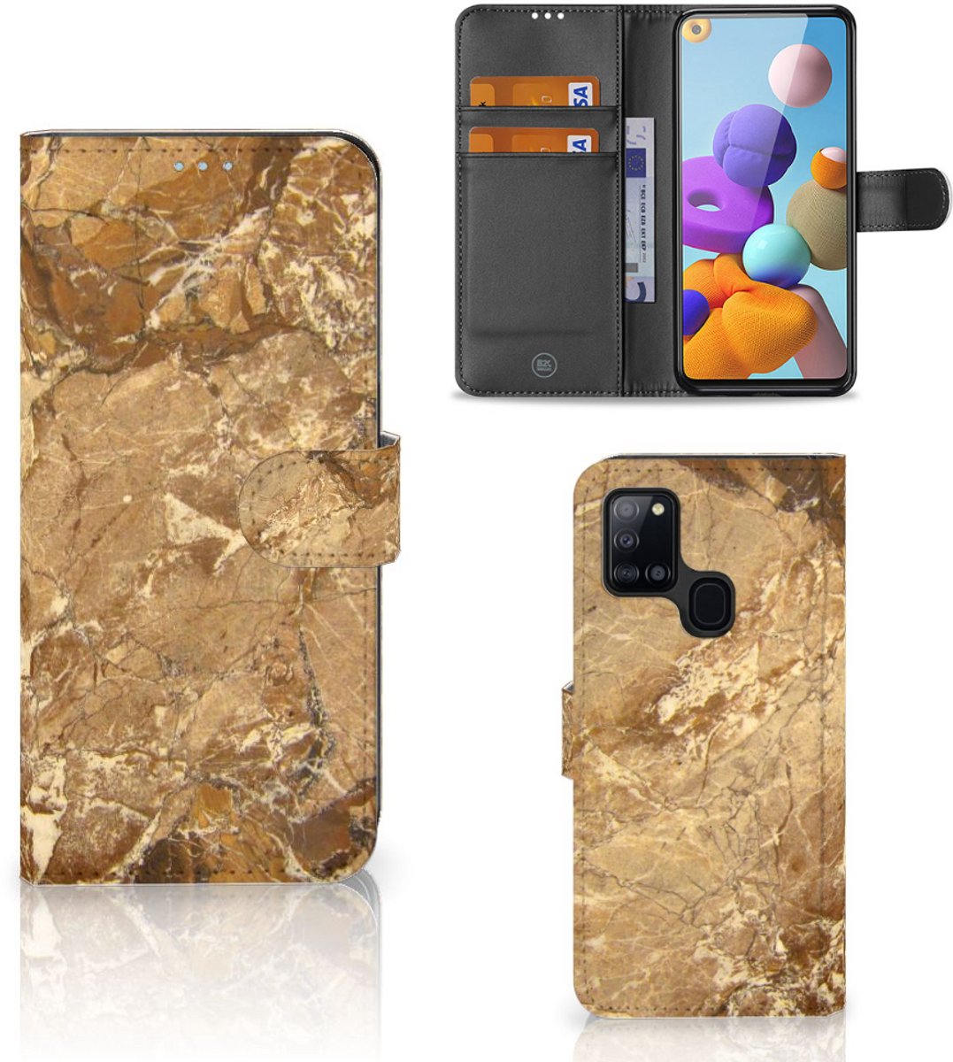 Samsung Galaxy A21s Bookcase Marmer Creme