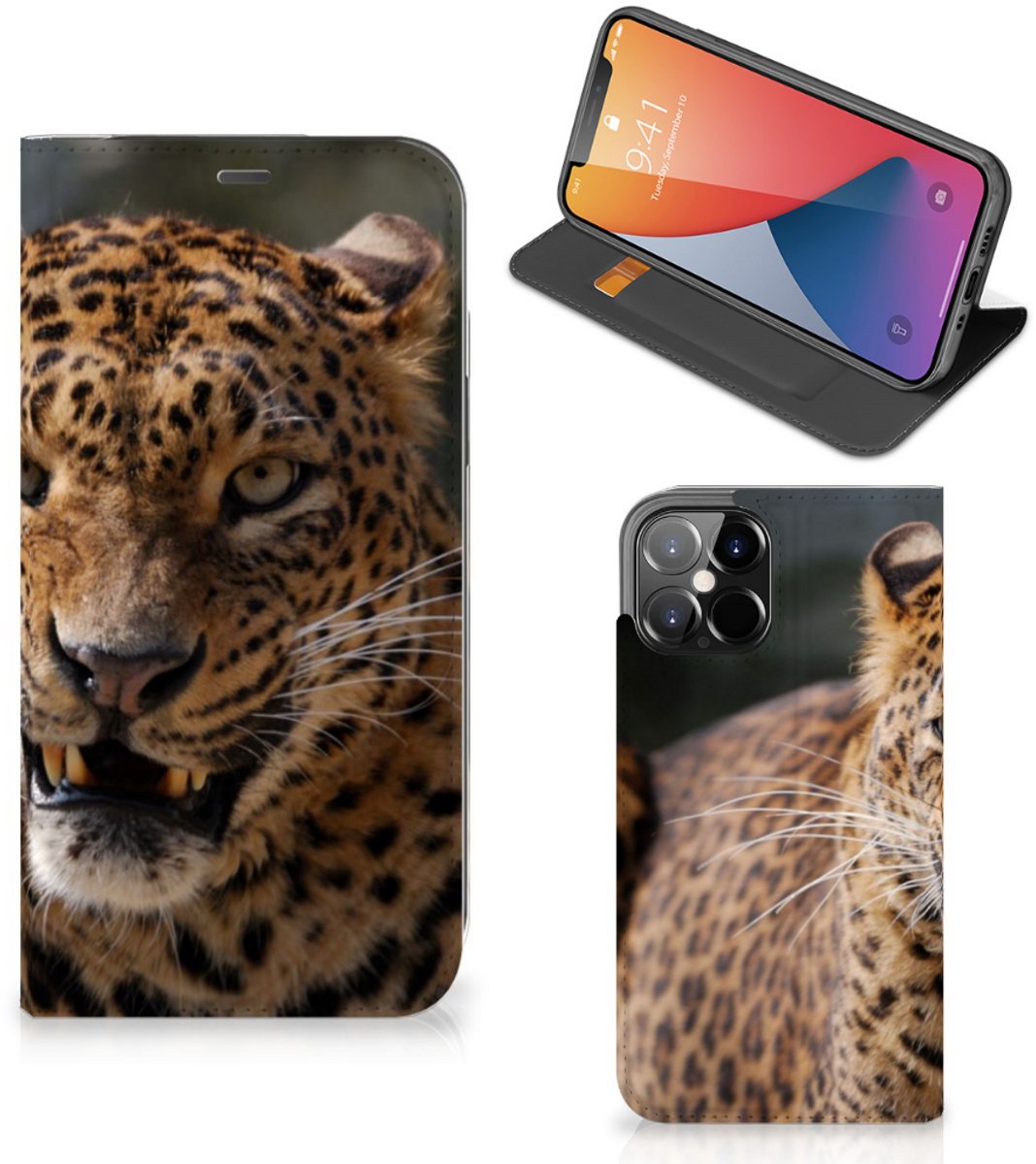Book Case voor iPhone 12 Pro Max Hoesje maken Luipaard
