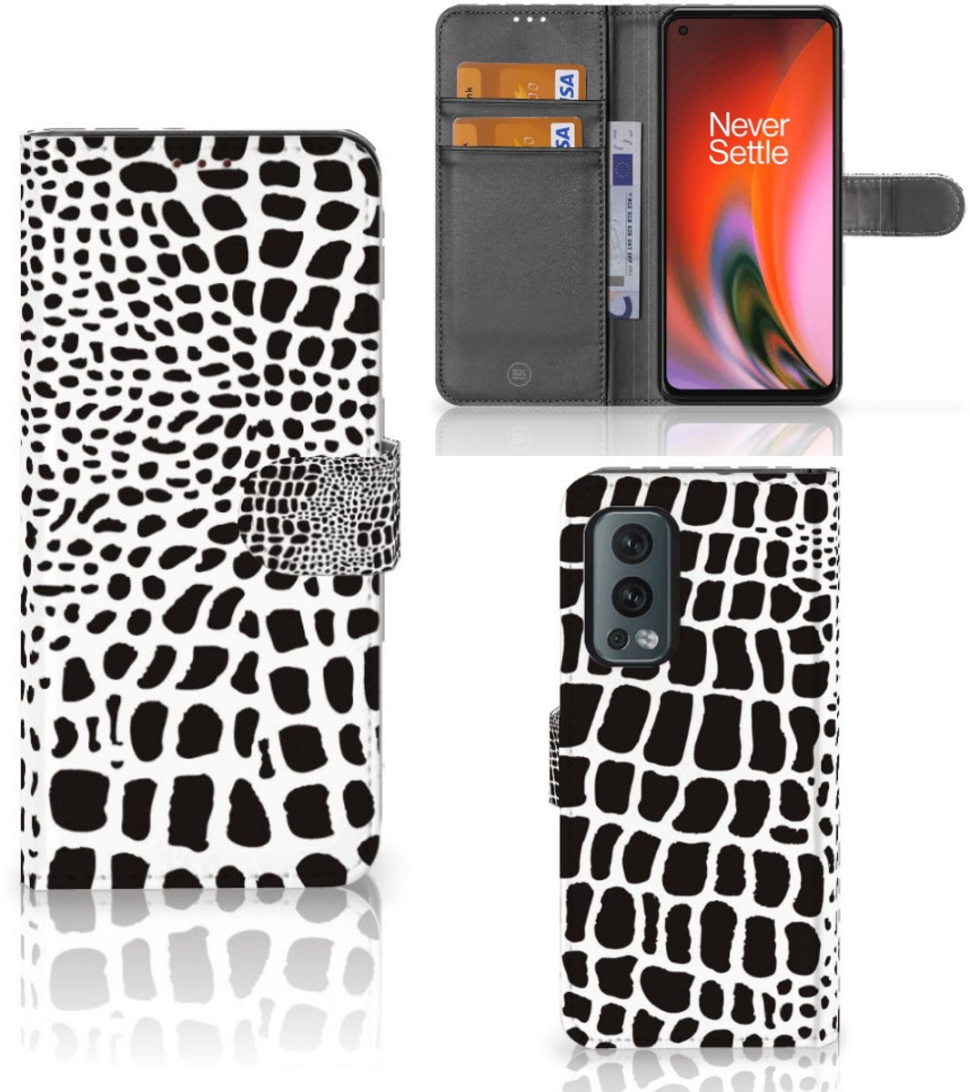 OnePlus Nord 2 5G Telefoonhoesje met Pasjes Slangenprint