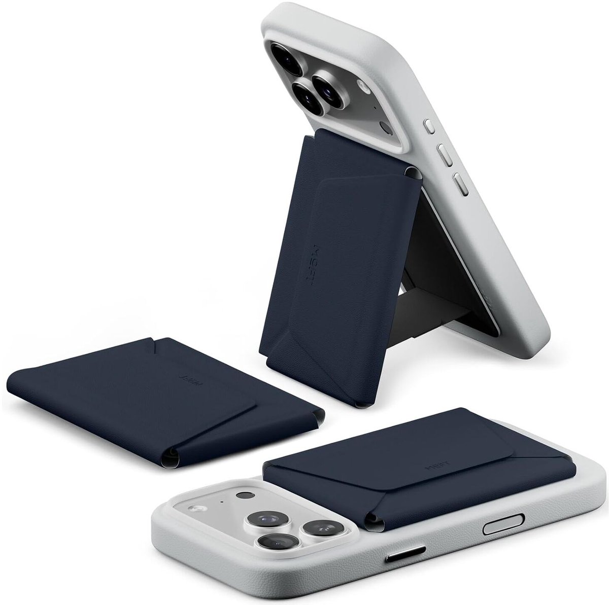 MOFT Snap Field Wallet - Agile Travel Wallet - Compatibel met MagSafe - Magnetische Kaarthouder - Pasjeshouder 8 Pasjes - RFID Portemonnee - Origami Standaard - Navy