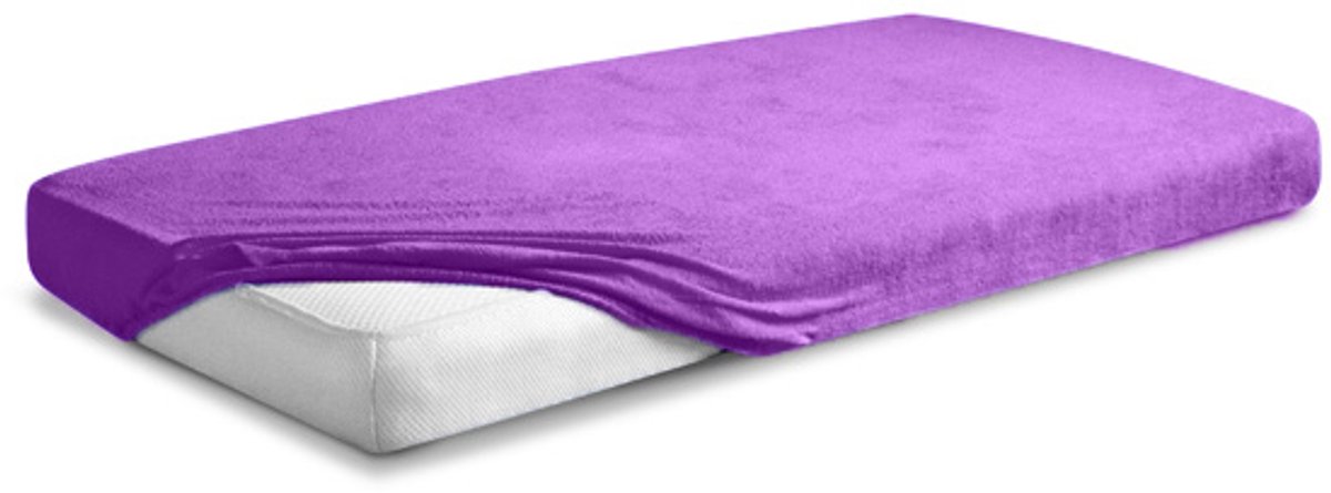 Matex Premium Serie - Frotte Hoeslaken - 130x190/140x200 cm - Elastiek - Paars