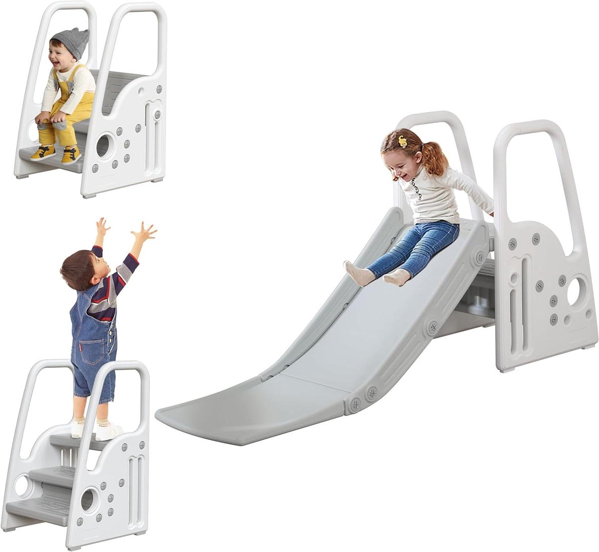 Grote Peuter Glijbaan - Binnen Buiten Glijbaan - Kinderspel Bevorderen - Extra Lange Schuifhelling - 100 Kilogram Draagvermogen - Wit