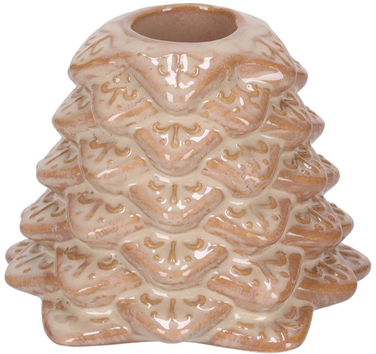 JENS Living Kandelaar Winter Tree Taupe – Porseleinen Boom Vormige Sfeerverlichting voor Kerst en Winter