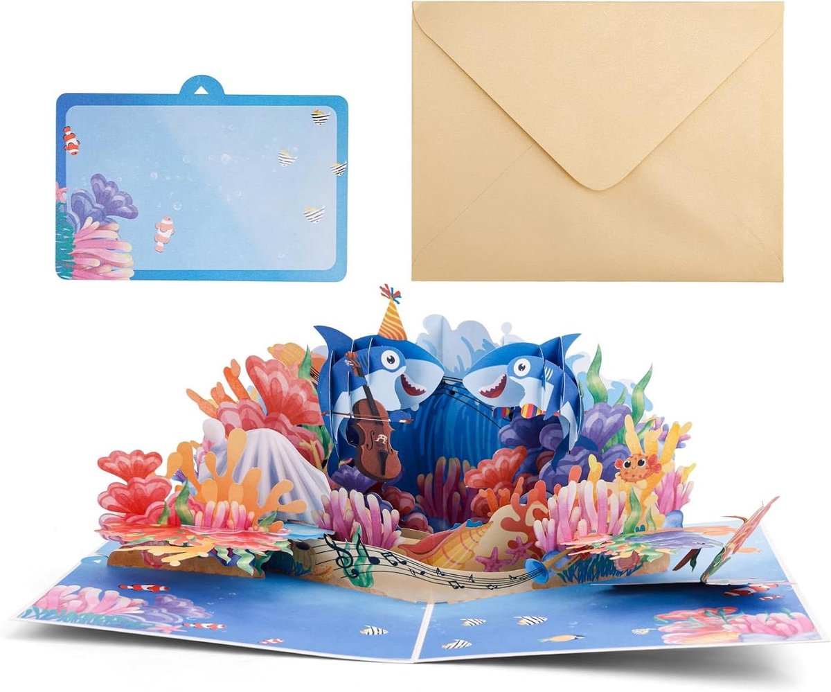 Pop-up Wenskaart - 3D Kaart Zeeleven - Verjaardag Vieren - Oceaan Droomlandschap - 20 x 15 cm - Kleurrijk