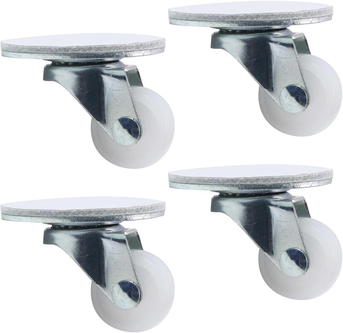 Zelfklevende Zwenkwielen - Universele Wielen Plakken - Meubels Verplaatsen - 360 Graden Draaibaar - 50 mm x 40 mm - Zilver