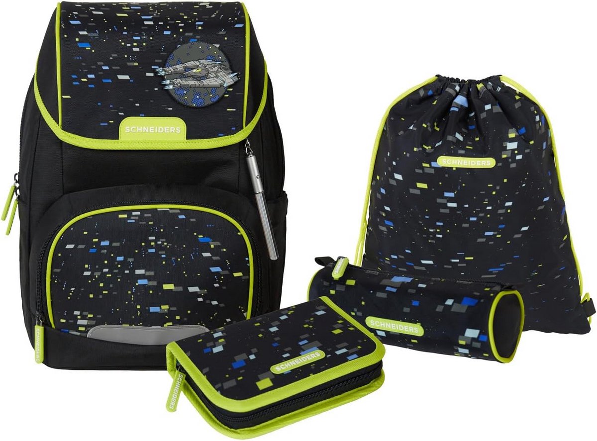 Ergonomische schooltas en rugzak 6-delige set met laptop- en iPad-vak, gerecycleerd materiaal