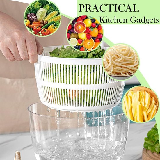 Sla centrifuge - Groente droger - Groenten bereiden - Veilig afsluitdeksel - 5L - Zwart — afbeelding 4