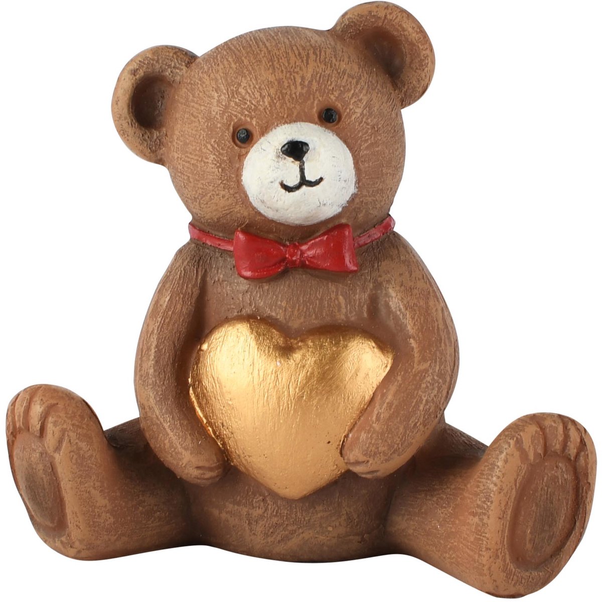 Dekoratief | Beertje zittend m/hart, bruin, resina, 9x4x8cm | A265352
