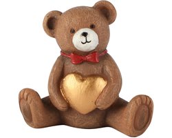 Dekoratief | Beertje zittend m/hart, bruin, resina, 9x4x8cm | A265352