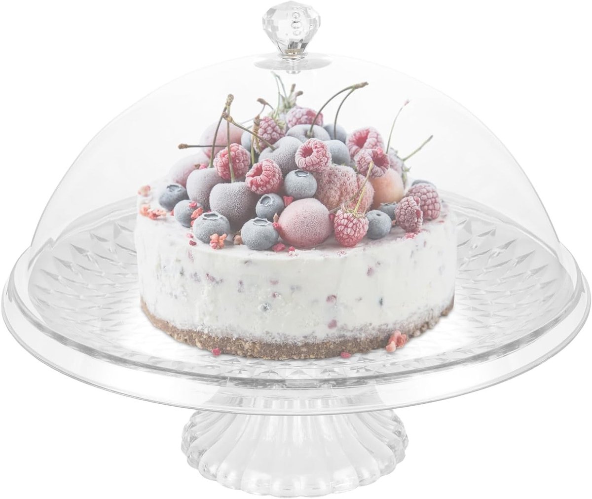 Dailygoods - Multifunctionele Taartstandaard met Deksel - 30 cm Transparant