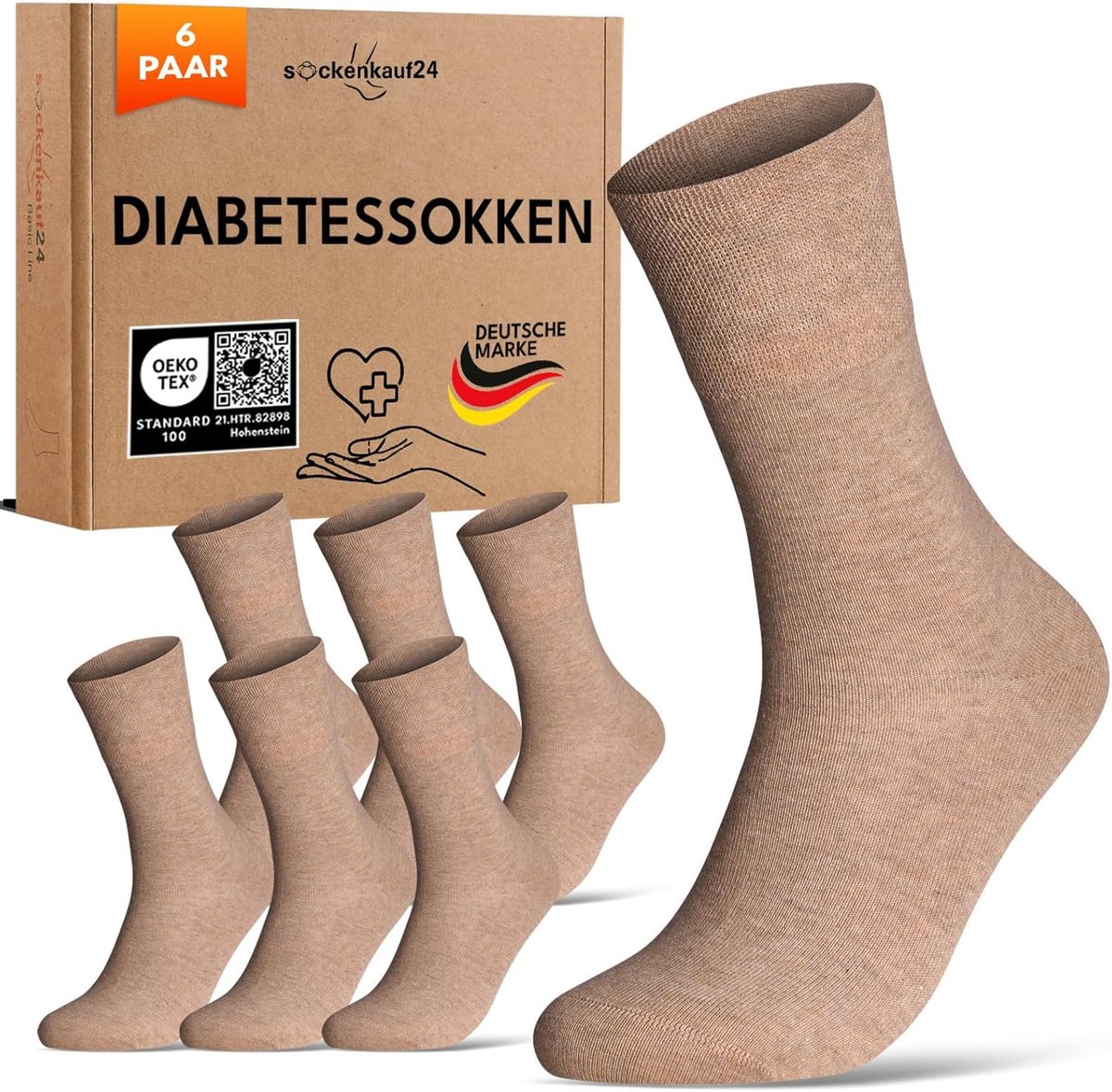 6 Paar Diabetische Stomersokken zonder Elastiek en Naad voor Dames en Heren