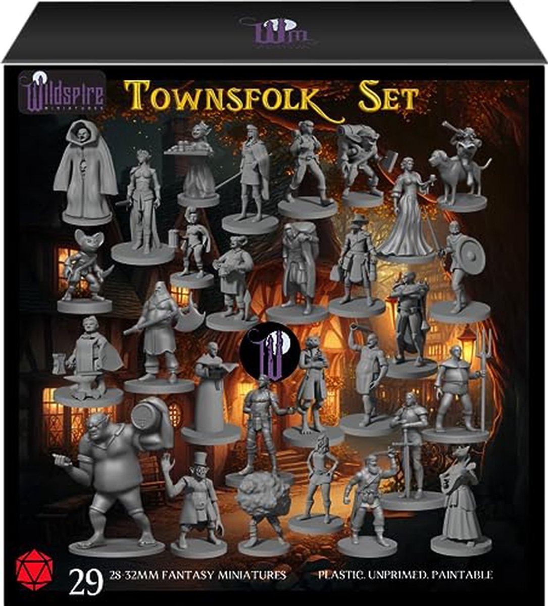 29 Fantasy Miniaturen voor DND, Kerkers en Draken - Ongeschilderde Tafelblad RPG, 28mm Schaal