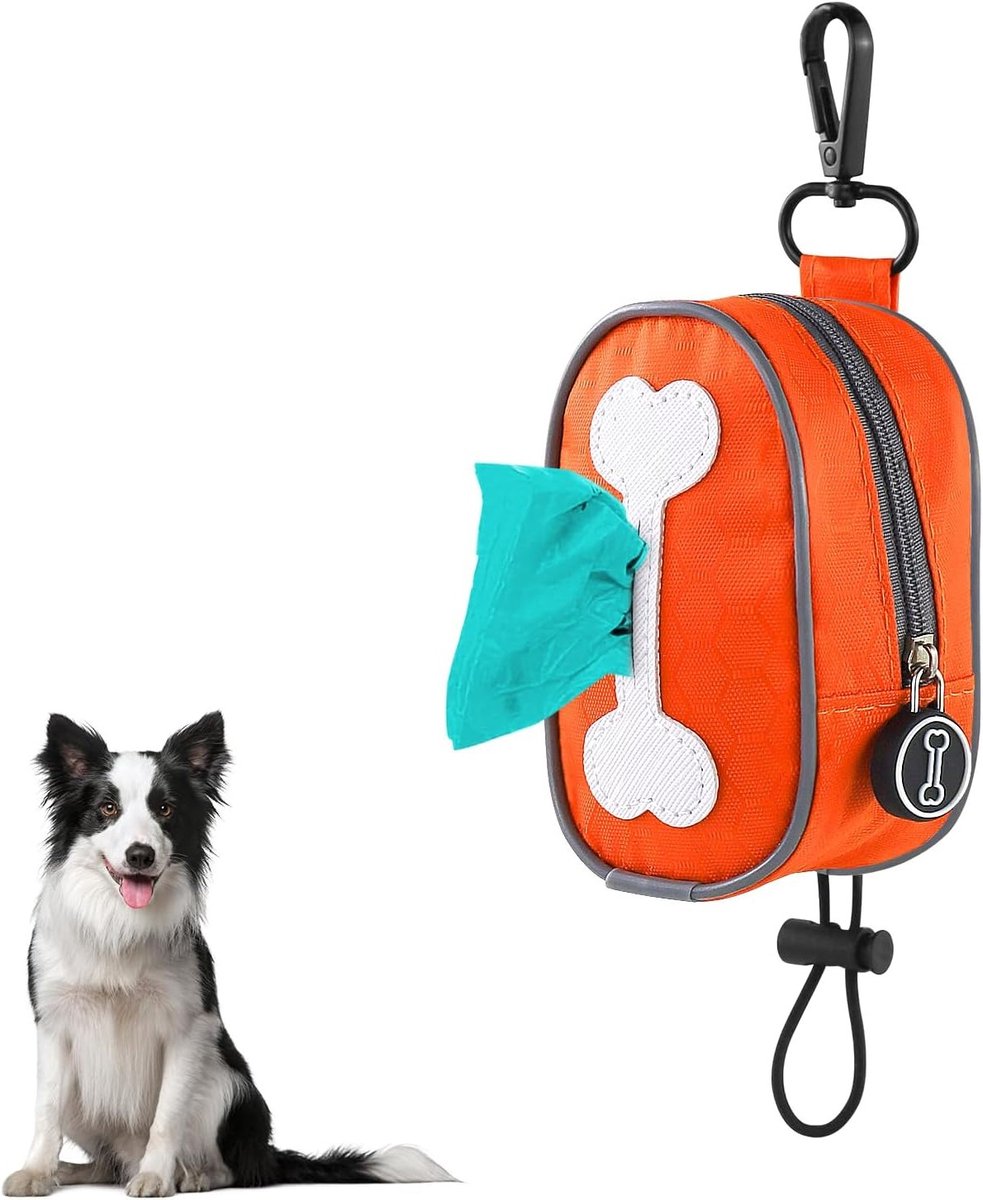 Waterdichte hondensnoepzak met metalen clip en elastische touwhanger voor hondentraining, ideaal voor traktaties en hondenaccessoires