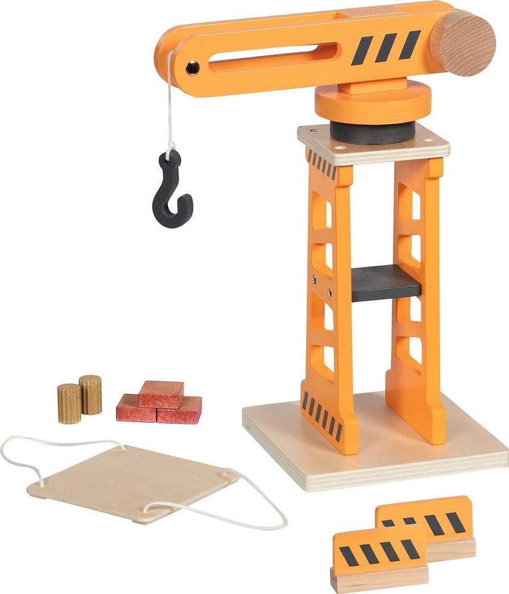 Houten Speelgoedkraan - Bouwkraan Kind - Fijne Motoriek Trainen - Duurzaam Hout - 21.3 x 14 x 29 cm