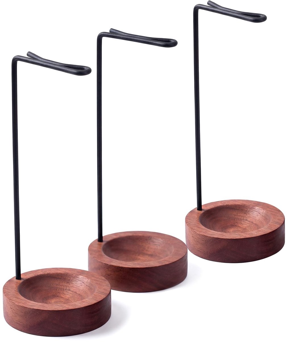 MTTproducts- Wierookstokjeshouder Set van 3 - Omgedraaide Wierookstokjeshouder - Houten Basis - Metalen Houder - Decoratie - Aromatherapie - Wierookhouder