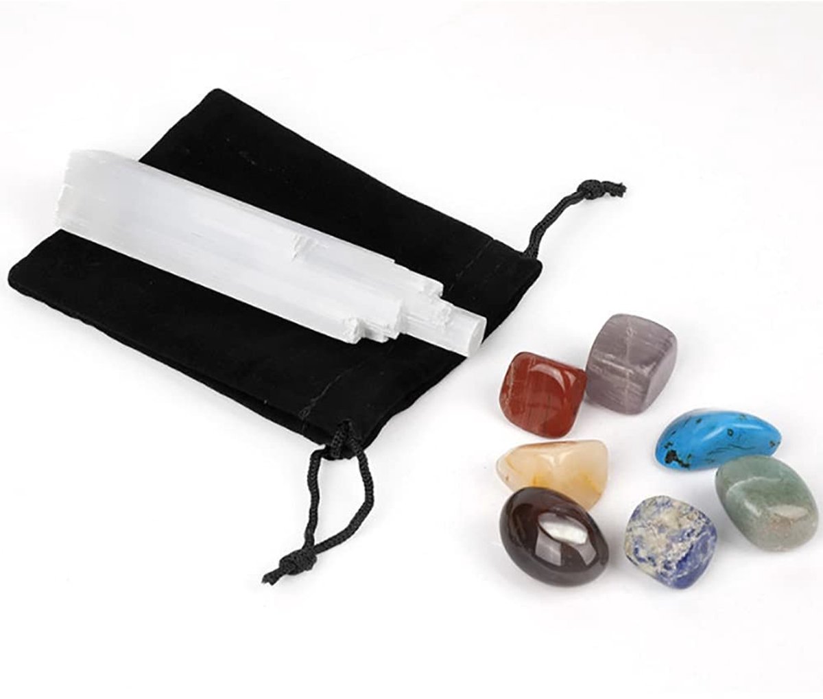 MTTproducts- Chakra Stenen Set - 7 Chakra Stenen - Gipstoren - Meditatie - Reiki - Aarding - Kartonnen Geschenkdoos - Geneeskrachtige Stenen