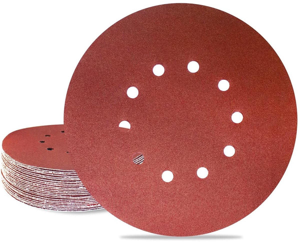 MTTproducts- Schuurpapier Set 225mm - Schuurschijven Rond - Klittenband - Korrel P150 - 25 Stuks - Professionele Kwaliteit