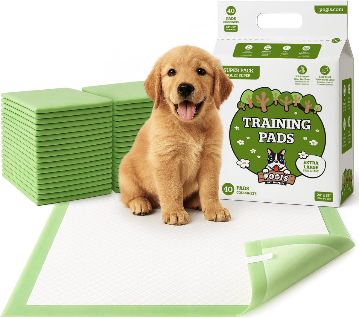 Training Pads voor Honden - Extra Groot 60x90cm - Super Absorberend - 40 Stuks