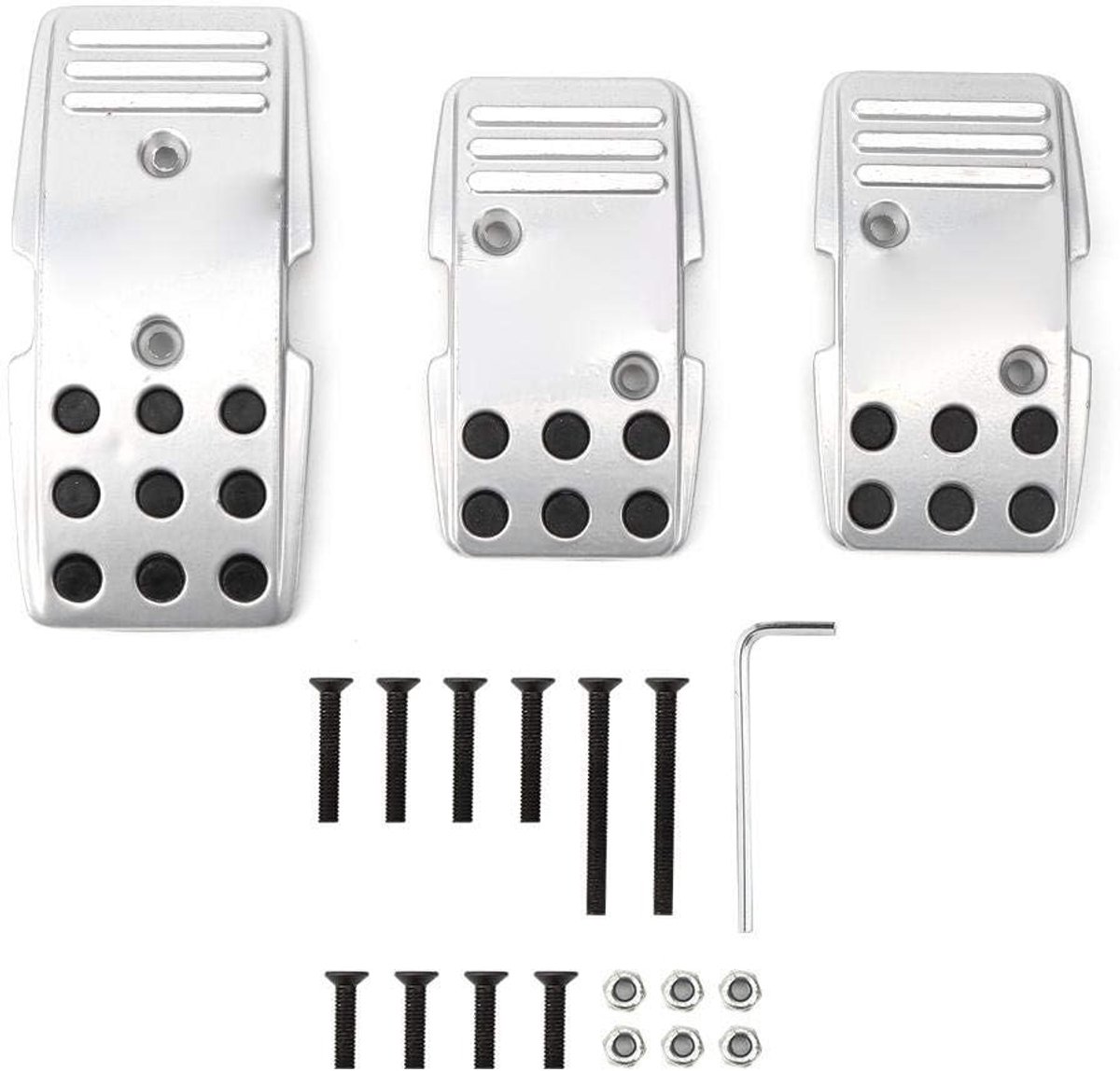 Cosensi- Pedaaldekking Antislip - Aluminium Legering - Set van 3 - Geschikt voor MT-auto - Verhoogt rijveiligheid - Betere tractie - Pedalen
