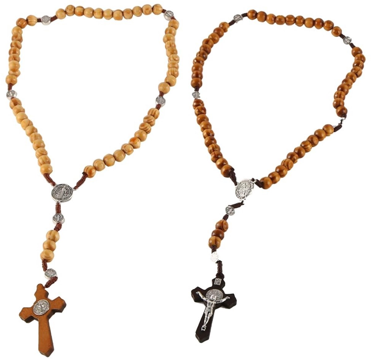 Cosensi- Rozenkrans Houten Kralen - 2 Stuks - Kralenketting - Gebedskralen - Geschikt voor Mannen/Vrouwen - 44 cm Lengte - Gebedsketting