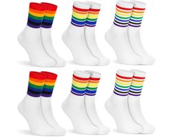 6 Paar Katoenen EnkelSokken met Regenboog Strepen voor Pride Month, Gay en LGBTQ CSD Unisex
