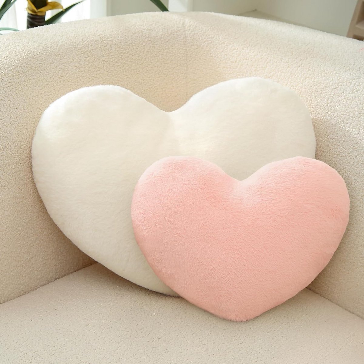 2 Stuks Zachte Pluche Hartvormige Sierkussens - Decoratief Kussen voor Bank en Bed