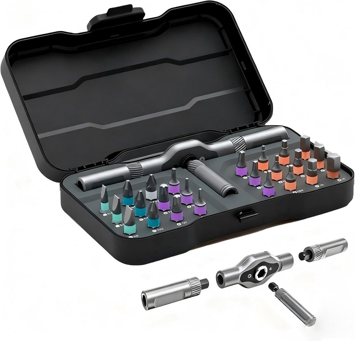 24-in-1 Ratelschroevendraaierset met Magnetische Bits en Afneembare Hendel
