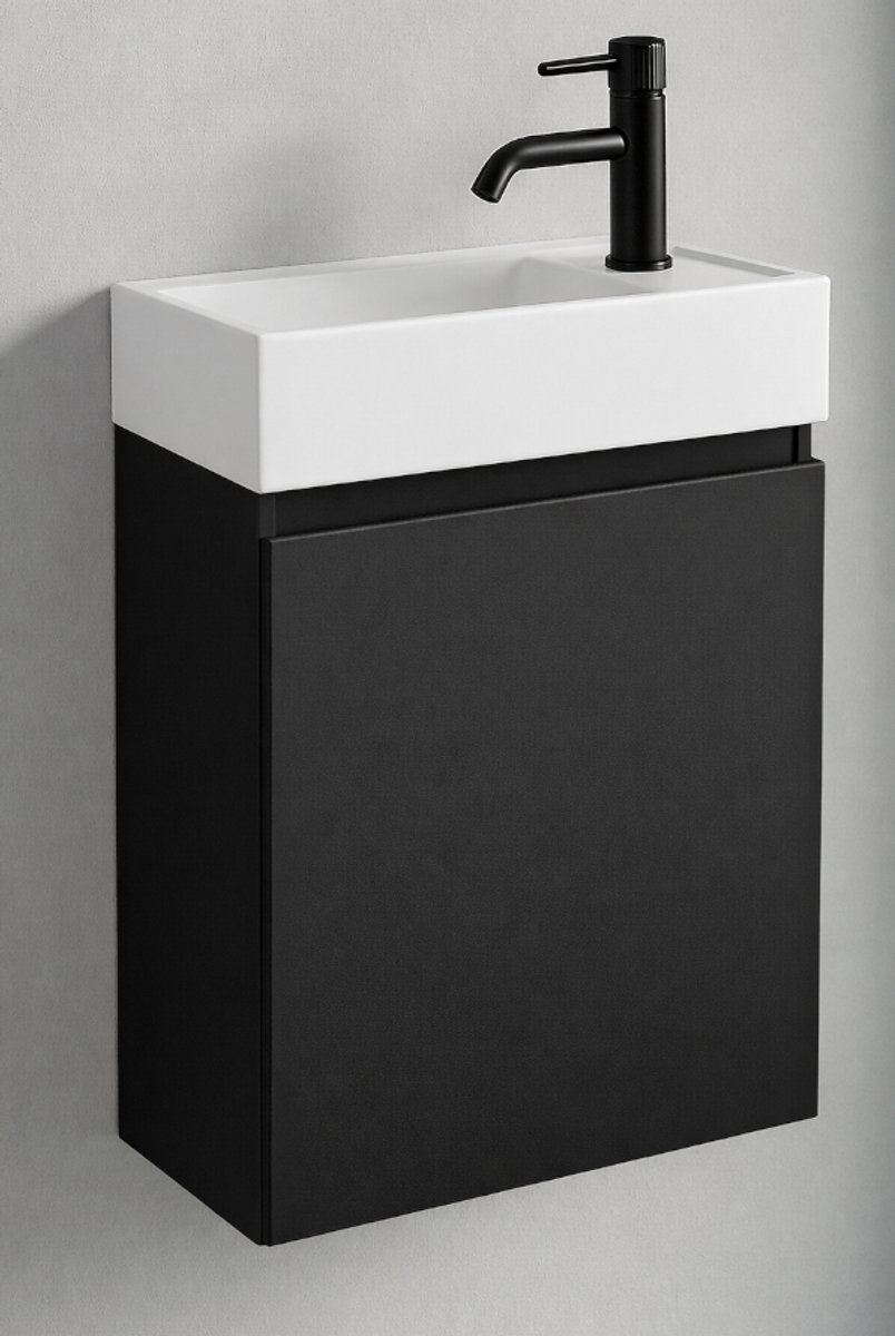 LINEA UNO - Volda 40 rechts - Mat zwart - Toiletmeubel - - 301665