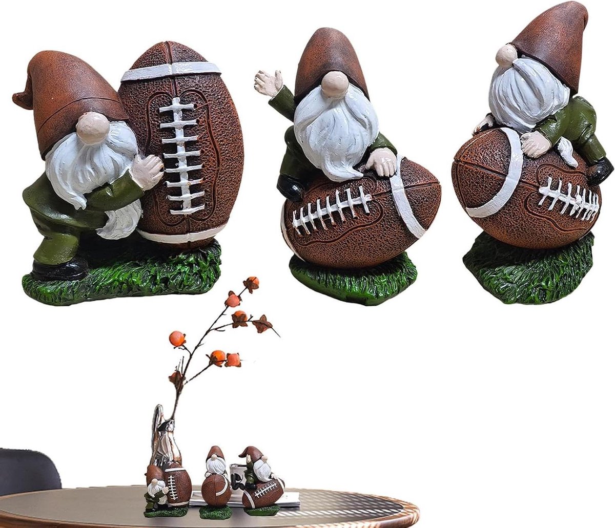 Voetbal Kabouter Beeldjes - Hars Voetballer Standbeeld - Tuin Decoratie - Levensechte Details - 10.5 cm Hoog - Niet gespecificeerd