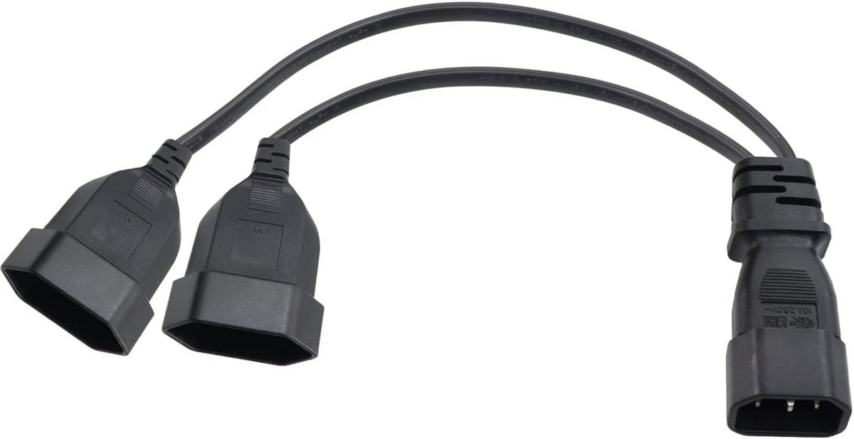 2-in-1 Y-splitter netsnoer voor UPS van IEC C14 naar dubbel Euro CEE7/16