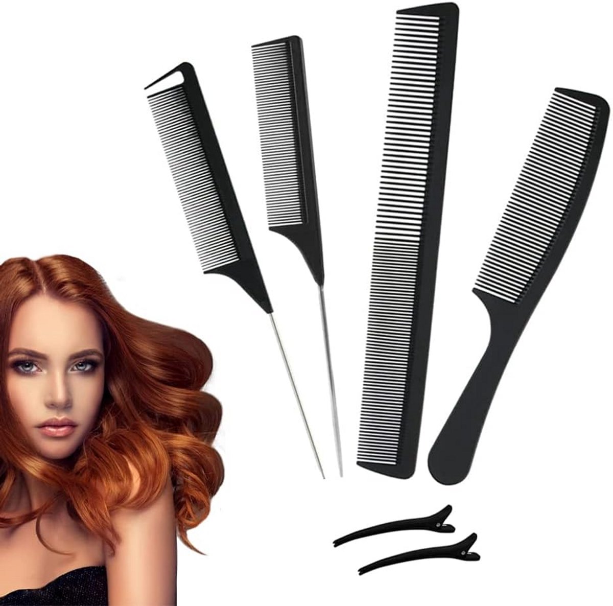 Set van 4 Professionele Styling Kammen - Anti-statisch en Hittebestendig voor Kappers
