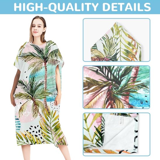 Microvezel Hamamdoek Poncho met Capuchon - Sneldrogende Omkleedponcho voor Strand en Zwemmen — afbeelding 4