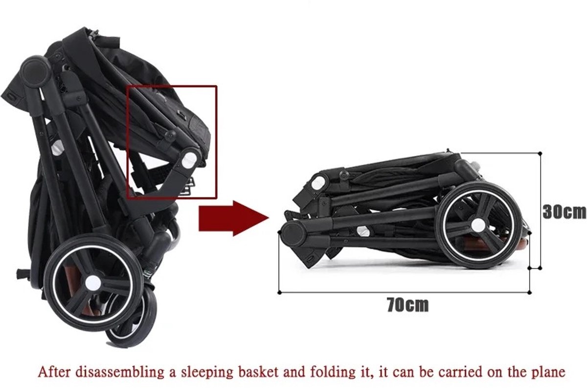 Velmio Tweeling buggy - Duo kinderwagen - Dubbele kinderwagen - Incl. 2 Omvormbare Zitjes & Reiswiegjes - Schokabsorberend - Duo Buggy - Verstelbaar - Zwart — cadeau in Cadeau-ideeën - foto 3
