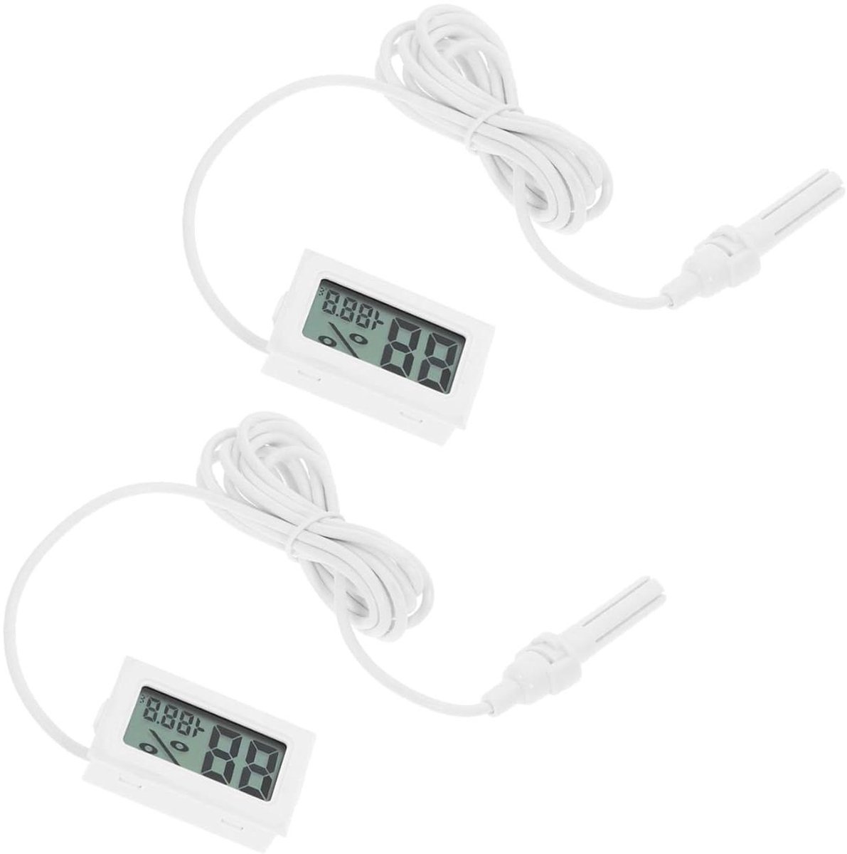 Digitale Thermometer Hygrometer - Vochtigheidsmeter Temperatuurmeter - Omgevingsmonitoring Binnen - Nauwkeurige Sensor - 2 Stuks - Wit