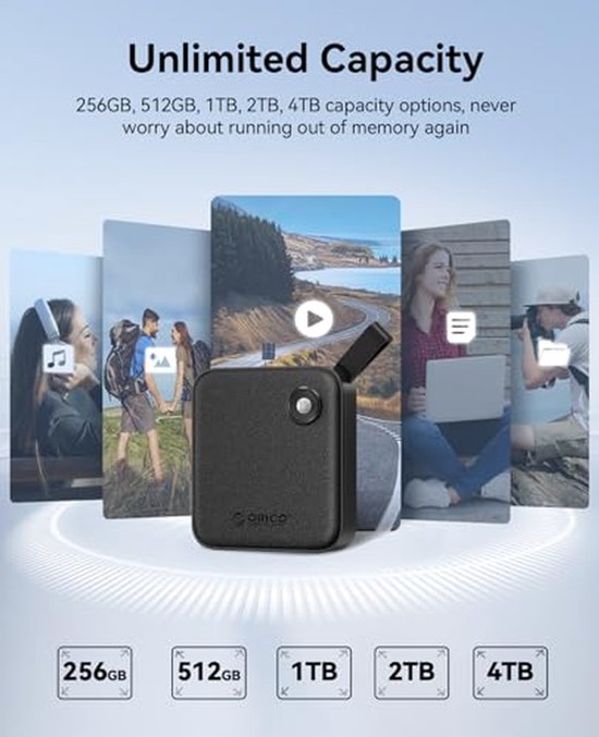 Draagbare SSD 4TB met 2-in-1 USB-C Kabel - Snelle Externe Solid State Drive voor Smartphone, Tablet en PC — afbeelding 4