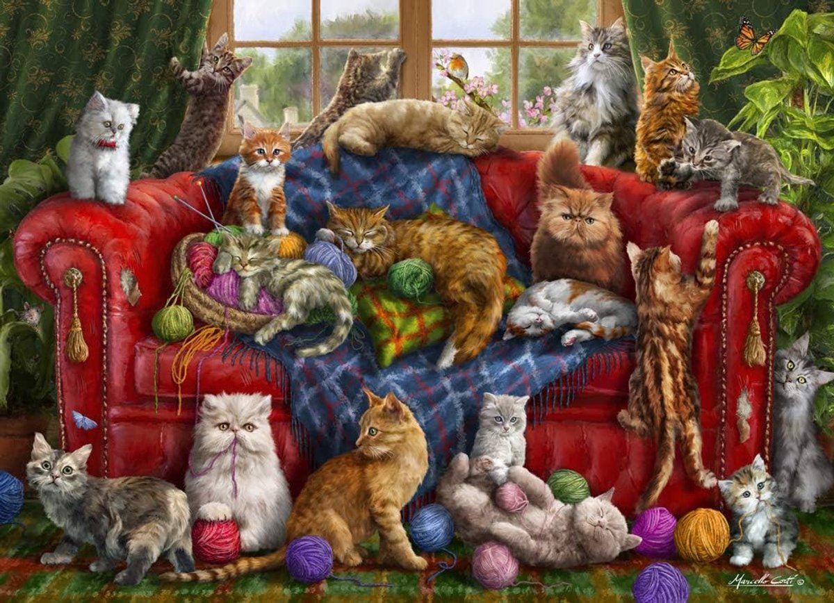 1000 Stukken Legpuzzel voor Volwassenen en Familie - Mooie Katten Afbeelding
