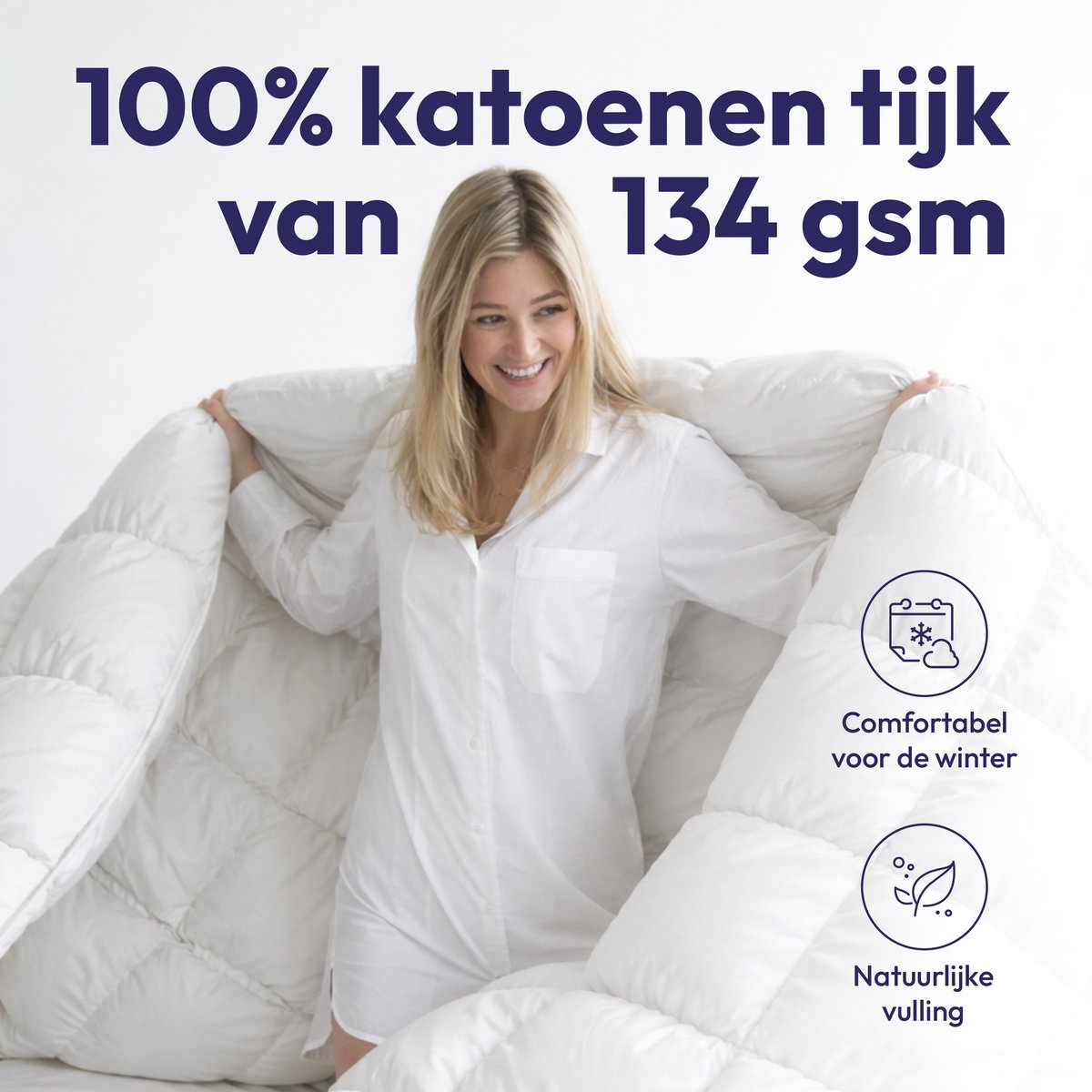 Comfeur Winterdekbed - Winter Wollen Dekbed – Warm Dekbed – Ademend & Vochtregulerend – Europese Scheerwol - Katoenen Tijk - Eenpersoons 200x200 cm thumbnail 6