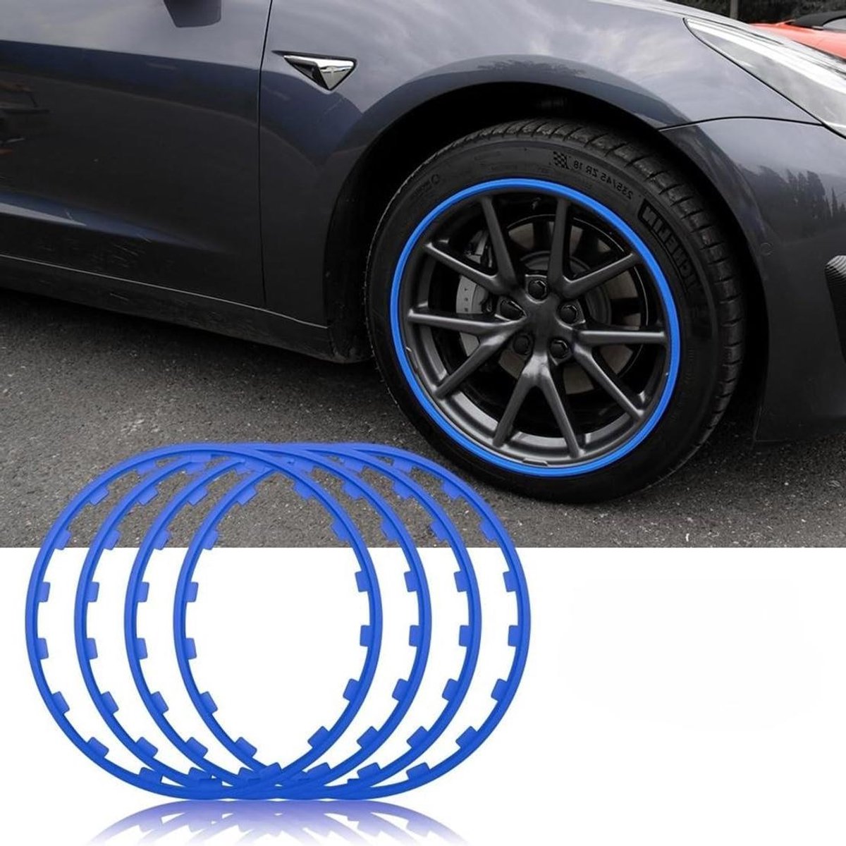 Velgen Beschermers - Ring Set - Auto Beschermen - Schokabsorberend Materiaal - 20 Inch - Blauw