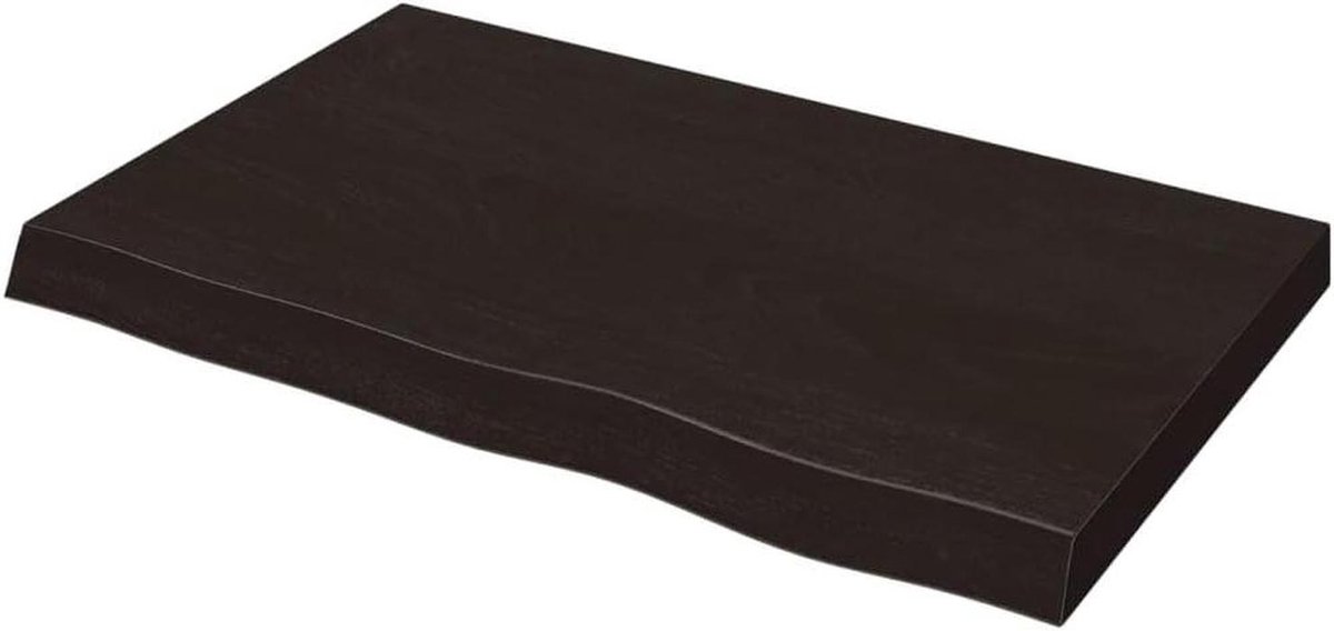 Tafelblad Eikenhout - Vervangend Blad - Tafel Opfrissen - Handgemaakt Natuurlijke Rand - 80x50 cm - Donkerbruin